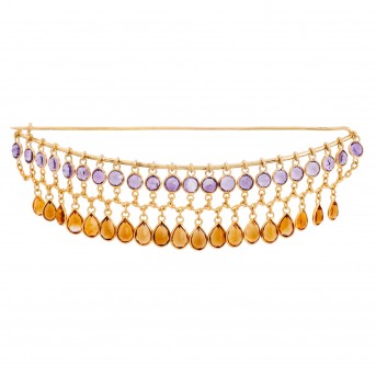 Brooch with 22 amethysts and 19 citrines,