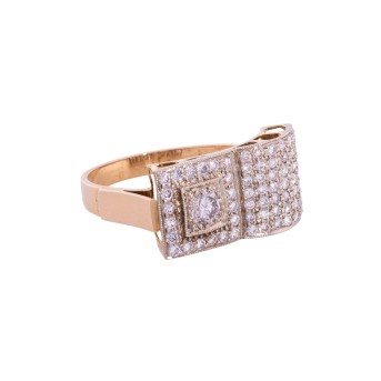Ring with central brilliant-cut diamond approx..10 ct (best) and 55 brilliant-cut diamonds