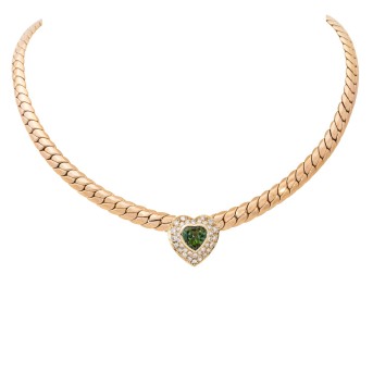 Collier mit Turmalinherz und 35 Brillanten
