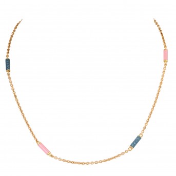 Necklace with 6 enameled intermediate links,