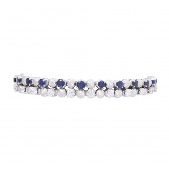 Bracelet with 25 sapphires and 25 diamonds,