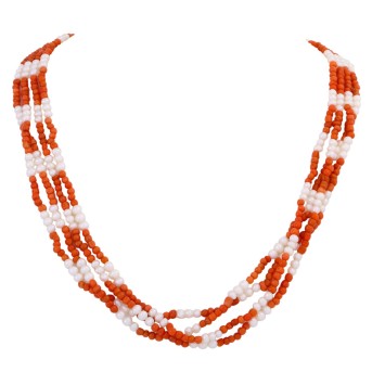Collier mit Korallen und Zuchtperlen