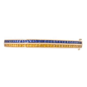 Bangle with yellow and blue sapphires, 