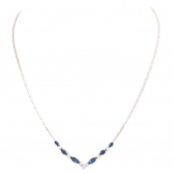 Necklace with 6 sapphires and 7 diamonds,