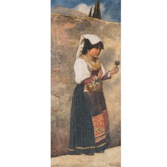 SOMMERFELD, AD. (2nd half of the 19th century), 'Young woman in traditional costume in the Albanian mountains',