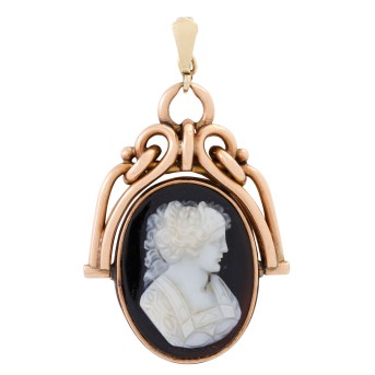 Pendant with rotating stone cameo, 