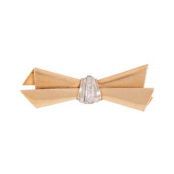 Brosche 'Schleife' mit 8 Diamanten,