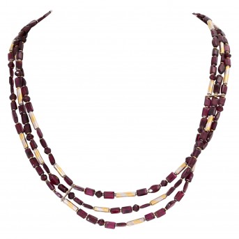 3-row garnet necklace (rhodolite) 