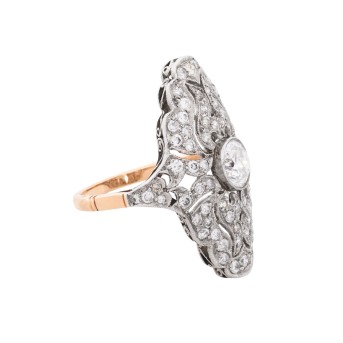 Ring im Art Deco Stil mit Brillant ca. 1,1 ct. im Zentrum