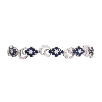 Armband mit 10 Brillanten, 70 Saphiren, und 70 Achtkantdiamanten,