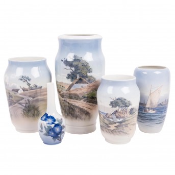 ROYAL COPENHAGEN 5-tlg Konvolut Vasen, 1960er Jahre,