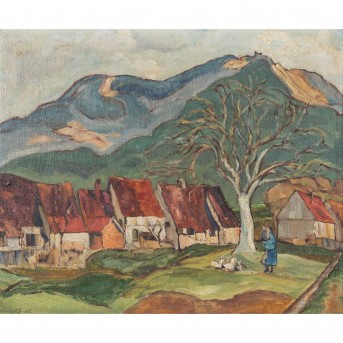 HOUWALD, WERNER VON (1901-1974), "Landschaft bei Balingen mit Blick auf den Plettenberg", 1925,