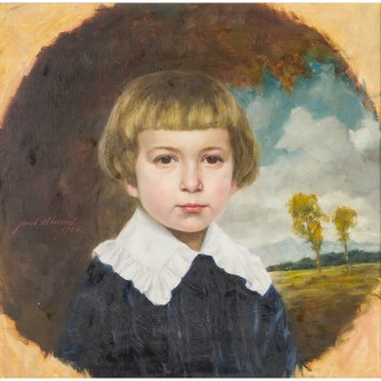 ULMER, HANS (1886-?) 'Porträt eines Kindes im Samtanzug und Spitzenkragen' 1924