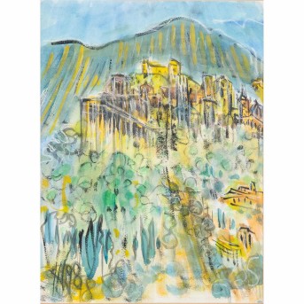 MALER DES XX JAHRHUNDERTS 'Dorf auf einem Hügel'