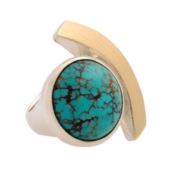 Ring mit rundem Türkiscabochon 18 mm,