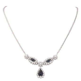 Necklace with sapphires and approx. 60 brilliant-cut diamonds totaling approx. 4.15 ct, 