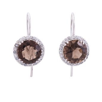 Pair of earrings with 2 smoky topazes 