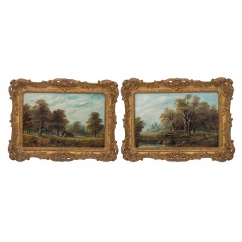 MALER/IN 19. Jh., wohl England, Paar Landschaften,