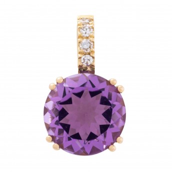 Pendant with oval amethyst and 4 brilliant-cut diamonds totaling