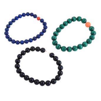 Konvolut aus 3 Edelstein-Kugelketten