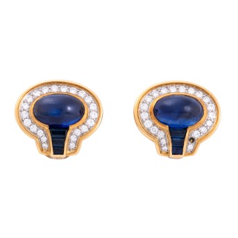 JACOBI pair of clip earrings with sapphires 