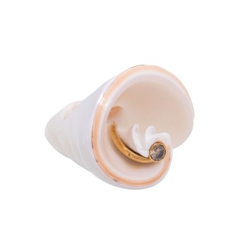 GÜNTER KRAUSS UNIKAT Ring aus Südseeschnecke mit Brillant ca. 0,6 ct,