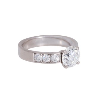 Solitär-Ring, bes. mit 1 Brillant ca. 1,42 cts. WEISS H/VVSI