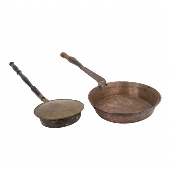 2 folk art pans, 18th/19th century.