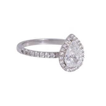 Ring mit Diamant im Tropfenschliff 1,01 ct,