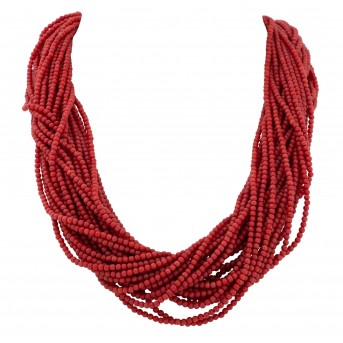 Mehrreihiges Korallenstrang Collier. Schließe 18 K.