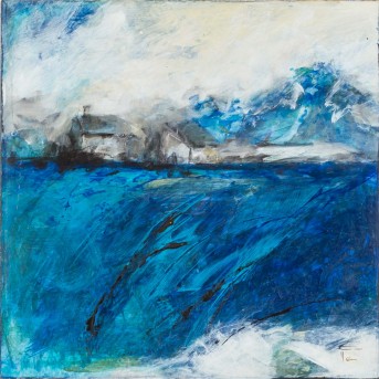 KÜNSTLER/IN 20./21. Jh., 'Abstrahierte Landschaftskomposition in Blautönen',