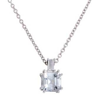 Anhänger mit Kette, bes. mit 1 weißen Saphir 4,08 cts. (nicht erhitzt)