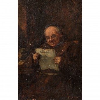 MONOGRAMMIST GL (19th century painter, from the circle of Eduard von Grützner), 'Reading Monk', 1881,
