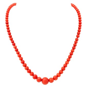 Korallenkugelkette im Größenverlauf 4,5-12 mm,