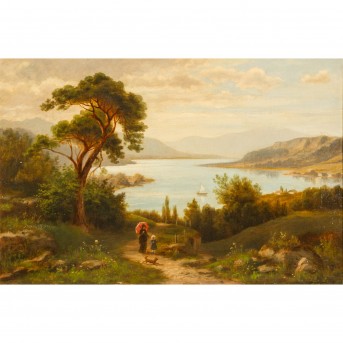 PAINTER/IN 19th century, 'Southern landscape with lake',