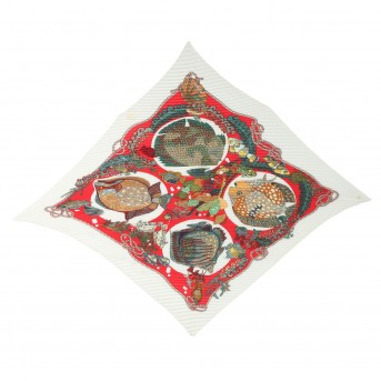HERMÈS silk carré "GRANDS FONDS- PLISSEE",
