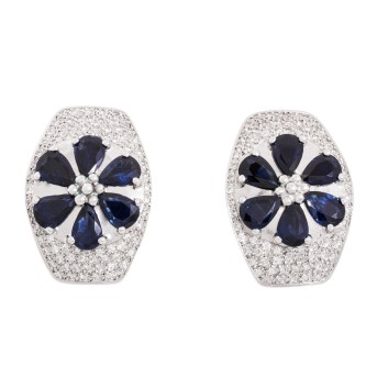Paar Ohrclips mit Saphir und Brillanten,