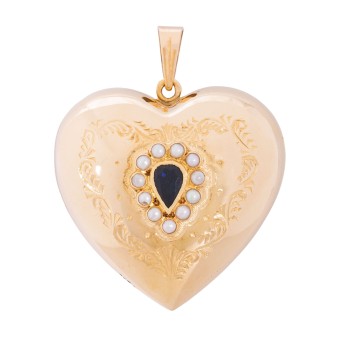 Medaillon 'Herz' mit Saphir,