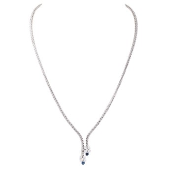Necklace with 2 fac. sapphires and 8 diamonds
