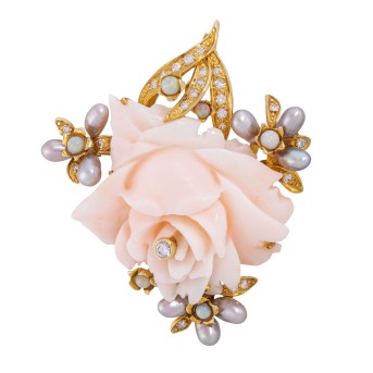 Anhänger/Brosche 'Rose' aus Engelshautkoralle