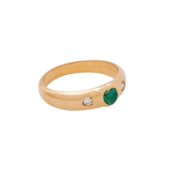 Bandring mit Herz-Smaragdcabochon und 2 Brillanten