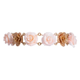 'Roses' bracelet with fine angel skin coral, 