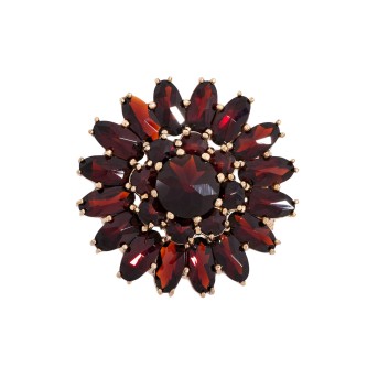 Blütenbrosche mit Ganaten,