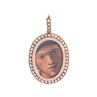 Anhänger/Medaillon mit Naturperlen,