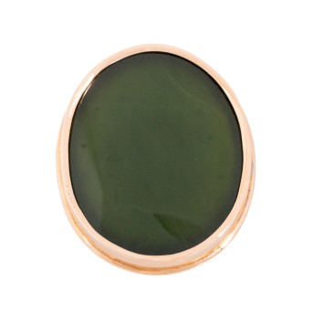 Brosche mit ovalem Jadecabochon,