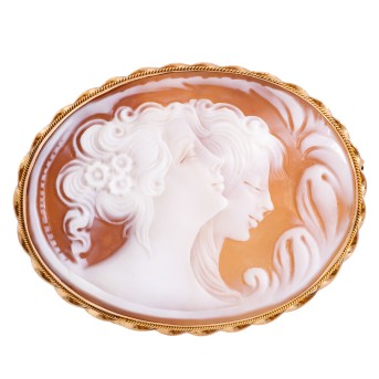 Brosche/Anhänger mit Muschelkamee,