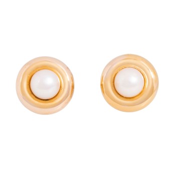 Paar Ohrstecker mit 2 weißen Akoya-Zuchtperlen,