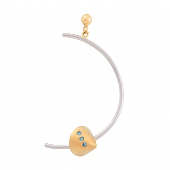 Einzelner Ohrhänger mit farbigen Brillanten