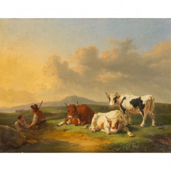 DALLINGER VON DALLING, JOHANN (1741-1806), 'Shepherd couple with cows',
