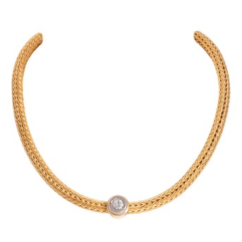 Collier im Strickmuster mit Brillant